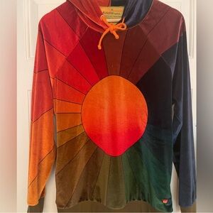 Aviator Nation celestial sun pull over velvet hoodie, limited edition size M